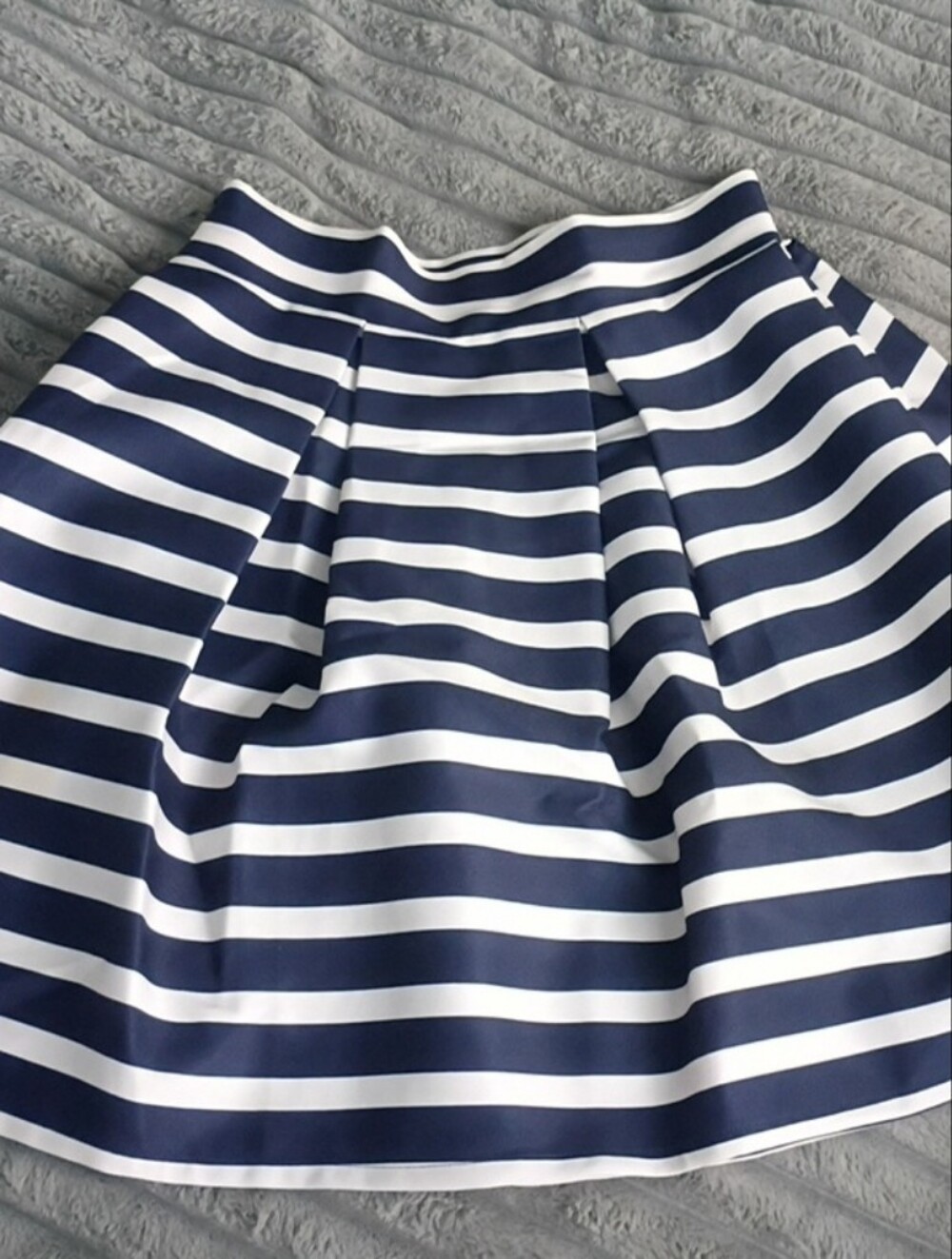Navy and White Striped A-Line Skirt